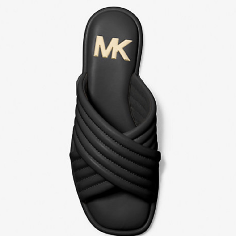 New Michael Kors Portia Slip-On Crisscross Quilted Slide Sandal
